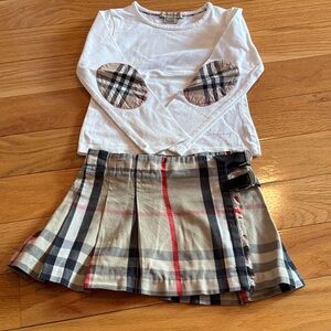 Burberry Kids Beige Plaid Skirt with Matching Top